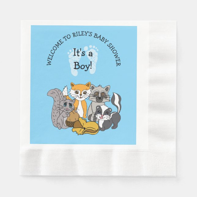 Woodland Themed Boy's Baby Shower   Napkin (Front)