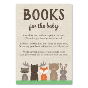 Woodland Themed Bring a Book Cards for Baby Shower