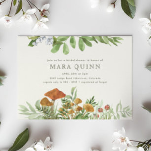 Woodland Toadstool Greenery Bridal Shower Invitation