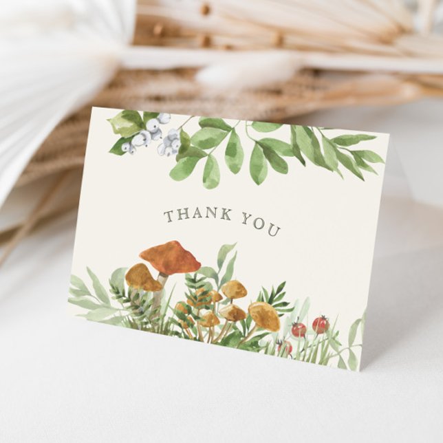 Woodland Toadstool Greenery Bridal Shower Thank You Card (Creator Uploaded)
