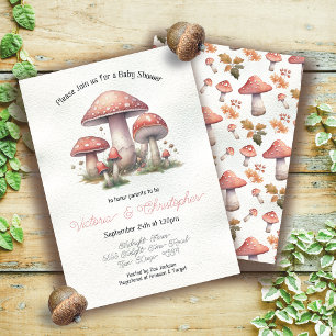 Woodland Toadstool Mushroom Baby Shower Invitation