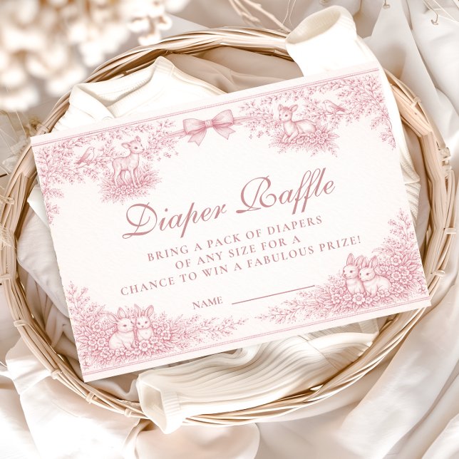 Woodland Toile Diapper Raffle Enclosure Card (Creator Uploaded)
