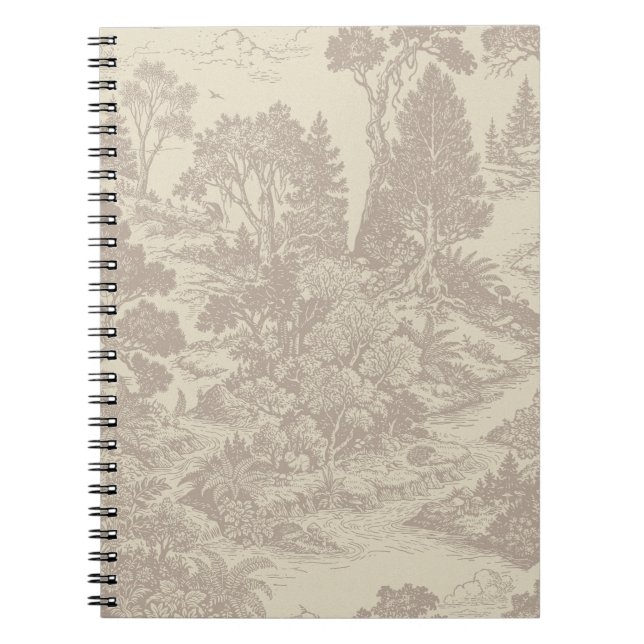 Woodland Toile Forest Animals Vintage Botanical  Notebook (Front)