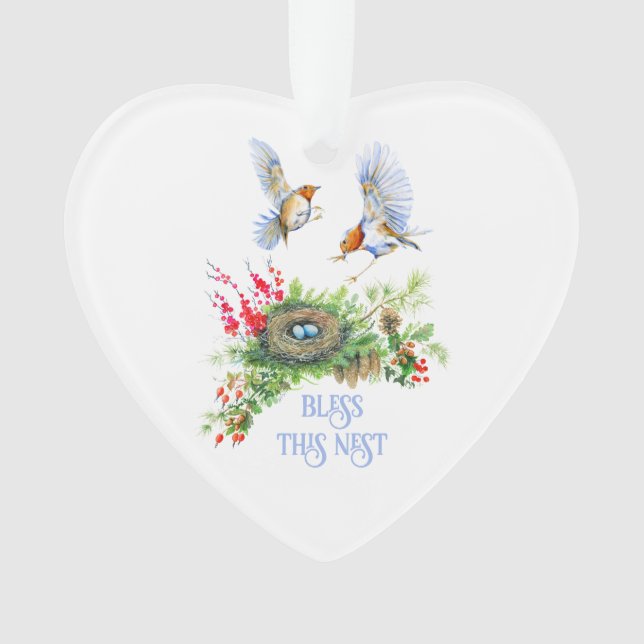 Woodland Treasures Bless This Nest Christmas Ornament (Front)