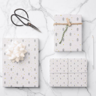 Woodland Tree and Stars Wrapping Paper Sheet