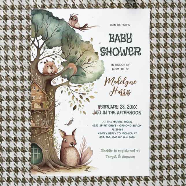Woodland Tree Animals Gender Neutral Baby Shower  Invitation (Creator Uploaded)