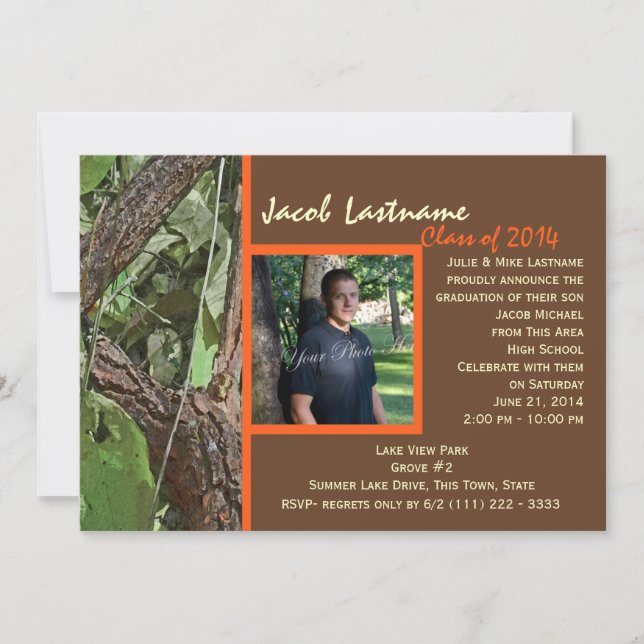 Woodland Tree Graduation Photo Invitation (Front)