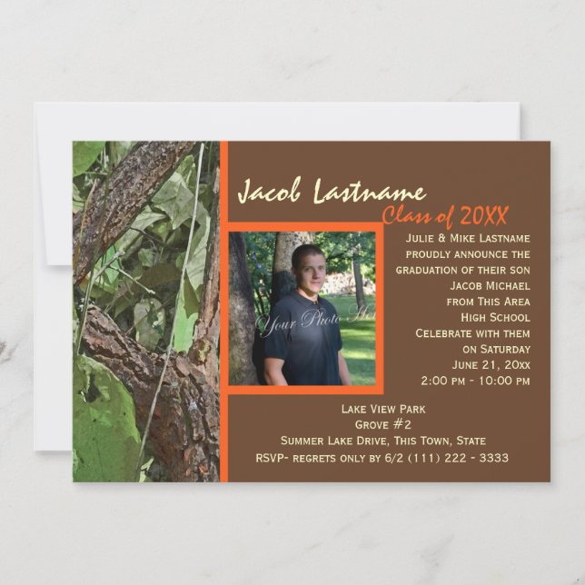 Woodland Tree Graduation Photo Invitation (Front)