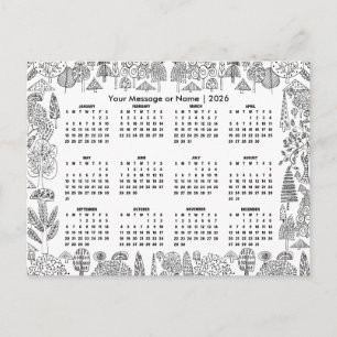 Woodland Trees 2026 Calendar Personalised Postcard