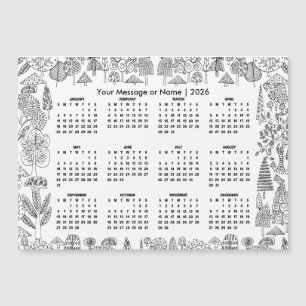 Woodland Trees 2026 Calendar Personalized Magnet