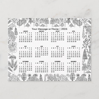 Woodland Trees 2026 Calendar Personalized Postcard