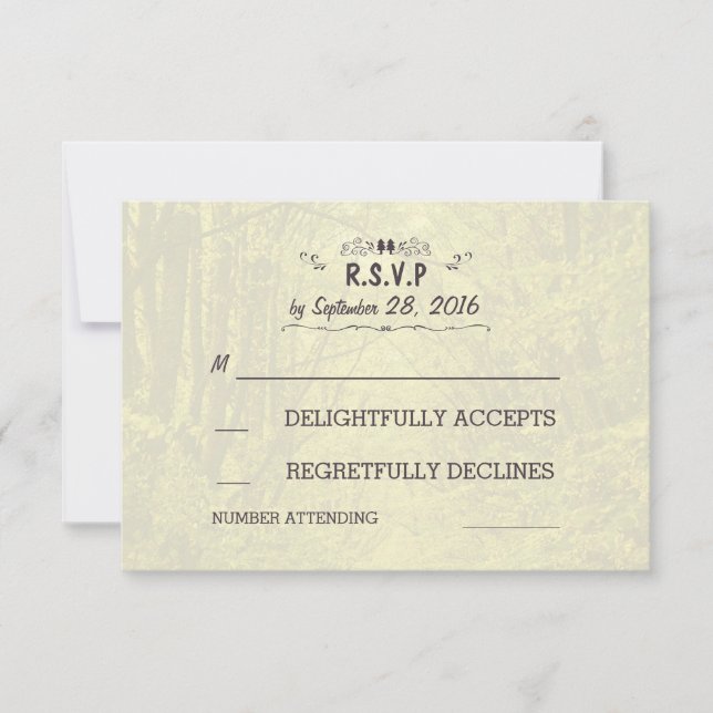 Woodland Trees Avenue Rustic Wedding RSVP Cards (Front)