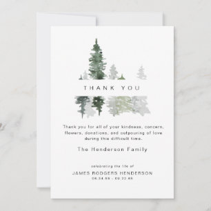 Woodland Trees Bereavement Funeral Thank You II Card