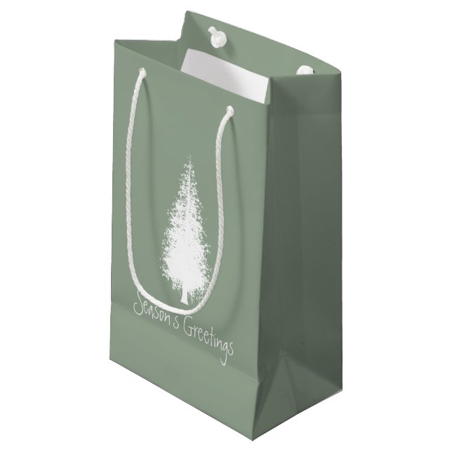 Woodland Trees Christmas Small Gift Bag (Front Angled)