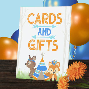 Woodland Tribal Animal Cards and Gifts Table Pedestal Sign