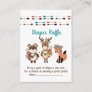 Woodland Tribal Boho Baby Shower Diaper Raffle Enclosure Card