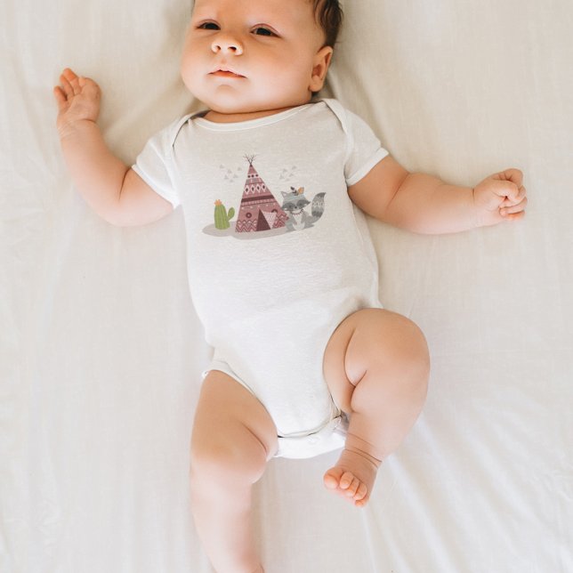 Woodland Tribal Native Americans Seamless Pattern Baby Bodysuit (Creator Uploaded)