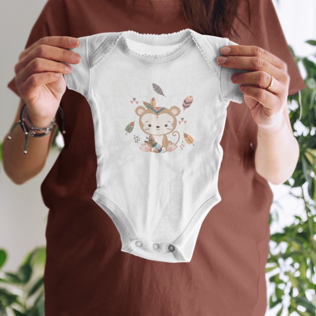 Woodland Tribal Native Americans Seamless Pattern Baby Bodysuit (Creator Uploaded)