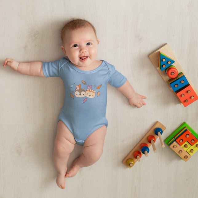 Woodland Tribal Native Americans Seamless Pattern Baby Bodysuit (Creator Uploaded)