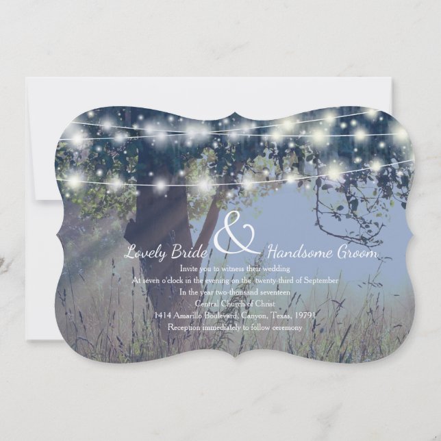 Woodland Twilight Fairy Lights Wedding Invitation (Back)