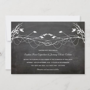 Woodland Vintage Knotted Tree Chalkboard Wedding Invitation