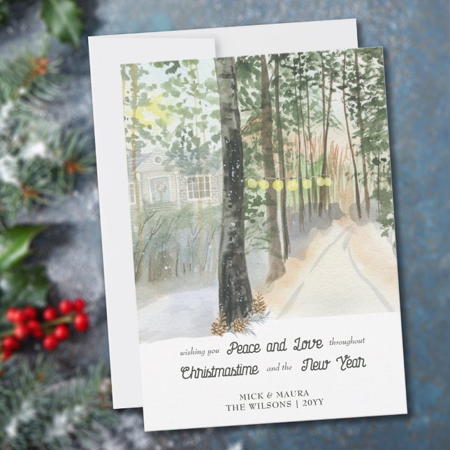 Woodland Walk Peace and Love Rustic Country Holiday Card (Creator Uploaded)