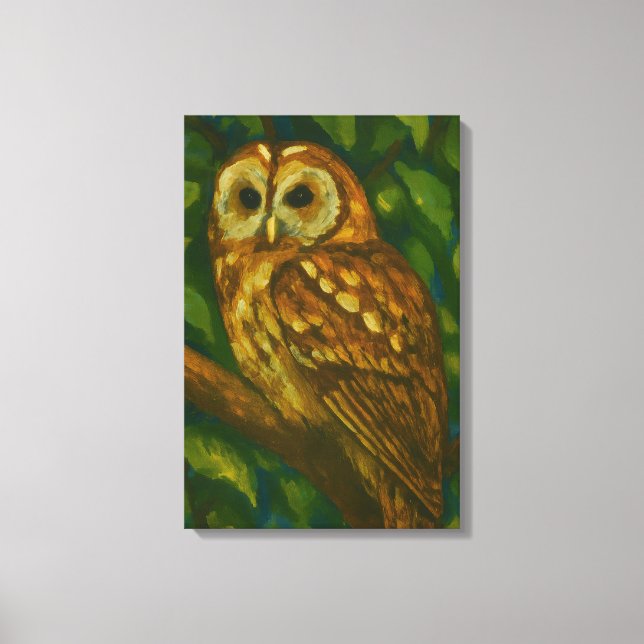 Woodland Watcher – Realistic Owl Art Canvas Print (Front)