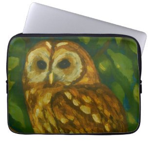 Woodland Watcher – Realistic Owl Art Laptop Sleeve
