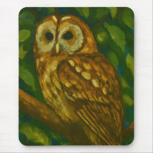 Woodland Watcher – Realistic Owl Art Mouse Pad