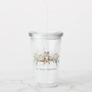 Woodland Watercolor Animals Acrylic Tumbler