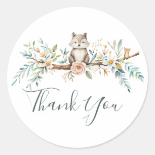 Woodland Watercolor Animals Classic Round Sticker