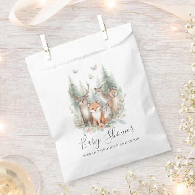 Woodland Watercolor Animals Favour Bags (Clipped)