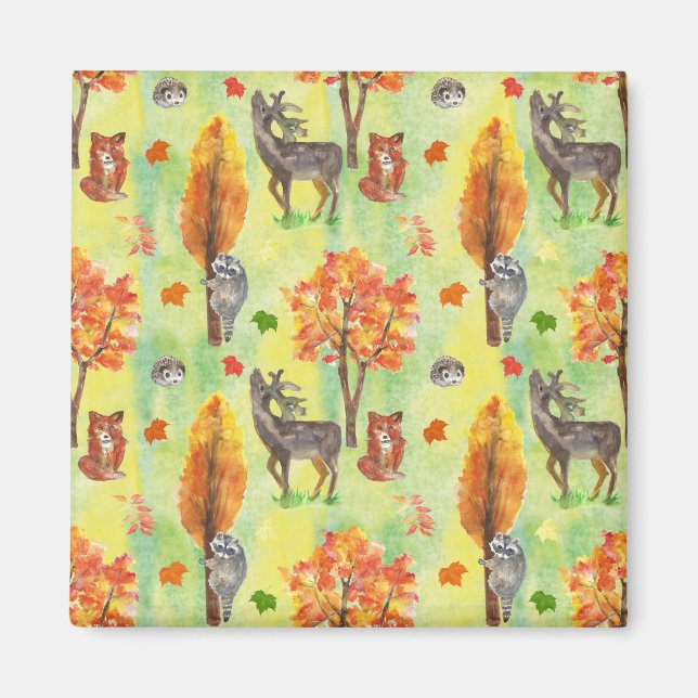 Woodland Watercolor animals Magnet (Front)