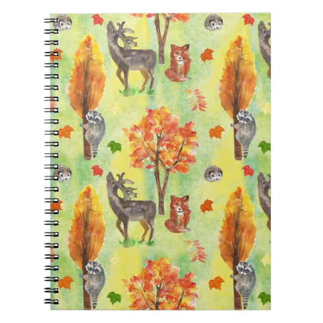 Woodland Watercolor animals Notebook (Front)