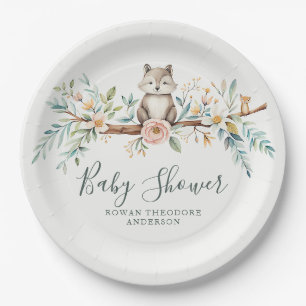 Woodland Watercolor Animals Paper Plate