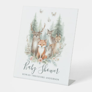 Woodland Watercolor Animals Pedestal Sign