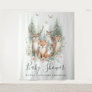 Woodland Watercolor Animals Tapestry