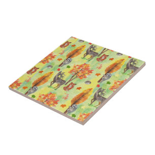Woodland Watercolor animals Tile