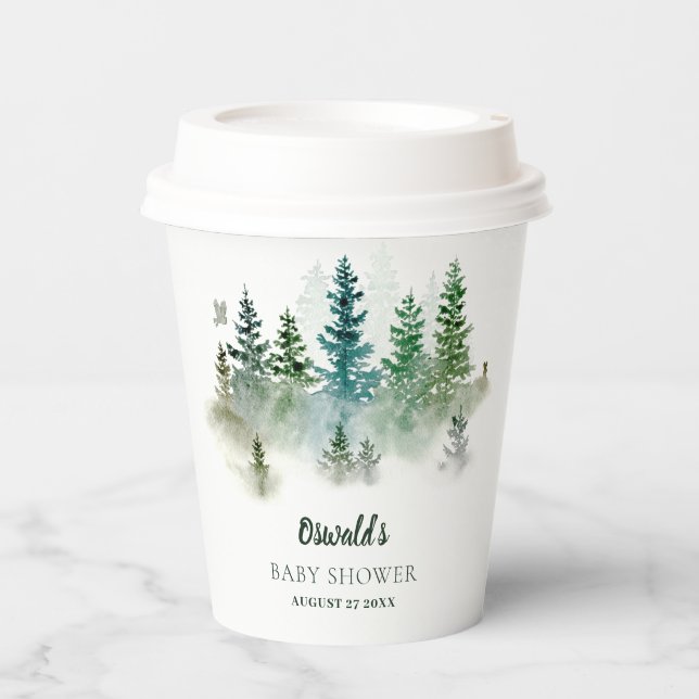 Woodland Watercolor Baby Shower Paper Cups (Front)