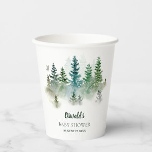 Woodland Watercolor Baby Shower Paper Cups