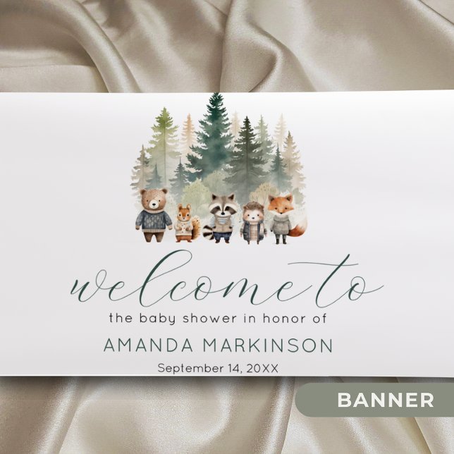 Woodland Watercolor Baby Shower Welcome Banner (Creator Uploaded)