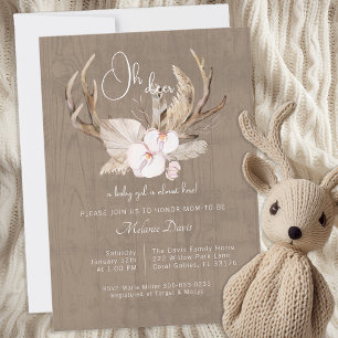 Woodland Watercolor Deer Baby Shower Invitation – 