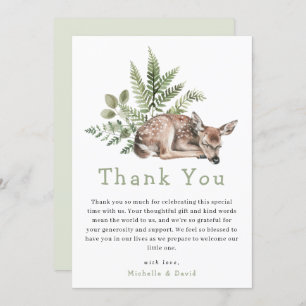 Woodland Watercolor Deer Baby Shower Thank You
