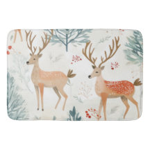 Woodland Watercolor Deer In WinterForest Christmas