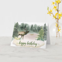 Woodland Watercolor Forest Elk Birthday