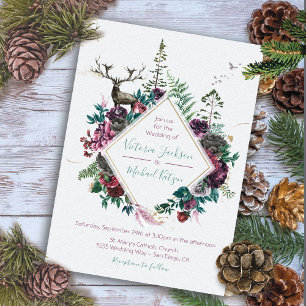 Woodland Watercolor Forest Wedding invitations