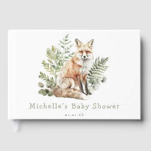 Woodland Watercolor Fox Baby Shower Guest Book