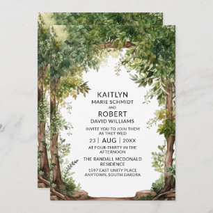 Woodland Watercolor Garden Arch Backyard Wedding Invitation