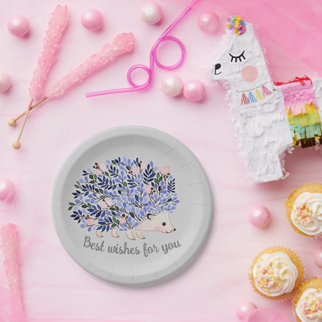 Woodland Watercolor Hedgehog Paper Plate (Party)