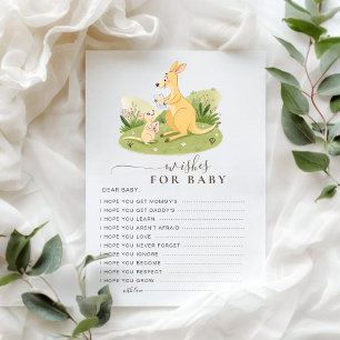 Woodland Watercolor Kangaroo Wishes For Baby Card